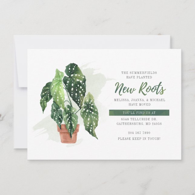 Carte Nous avons déplacé Aquarelle Plantée Nouvelles Rac (Devant)