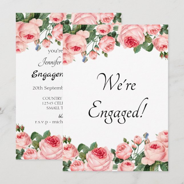 Carte Nous sommes engagés dans le Blushing Rose rose (Devant / Derrière)