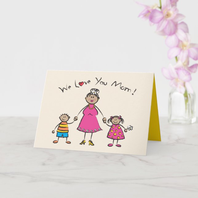 Carte Nous t'aimons Maman Cartoon Famille Bonne fête des (Orchidée)