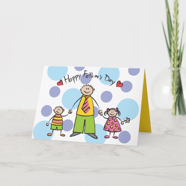 Carte Nous t'aimons Papa Cartoon Famille Bonne Fête des  (Devant)