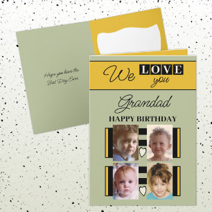 Carte Nous vous aimons grand 4 photo vert anniversaire
