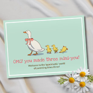 Carte Nouveau Bébé Canards Menthe Vert Triplets Félicita