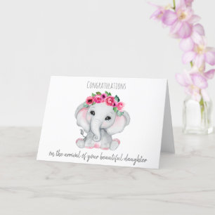 Carte Nouveau bébé Ellie en rose