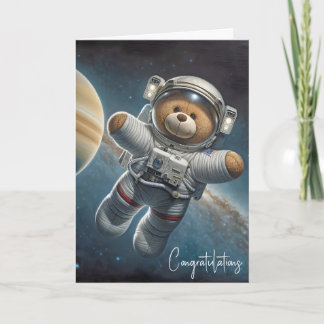 Carte Nouveau bébé garçon astronaute Teddy Bear