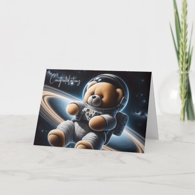 Carte Nouveau bébé garçon astronaute Teddy Bear (Devant)