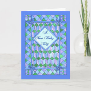 Carte Nouveau bébé garçon Félicitations - Cot Quilt