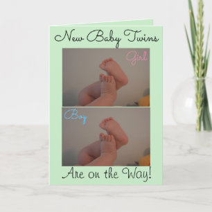 Carte Nouveau bébé garçon fille jumeaux sur le chemin PH