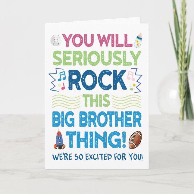 Carte Nouveau Bébé, tu joueras à ce Big Brother Thing ! (Devant)