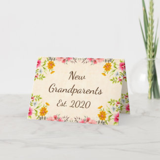 Carte Nouveau Grand-Parents Est. Art Vintage Floral 2020