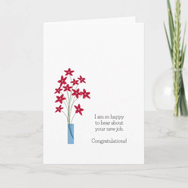 Carte Nouveau job Félicitations Cartes, jolies fleurs ro (Devant)