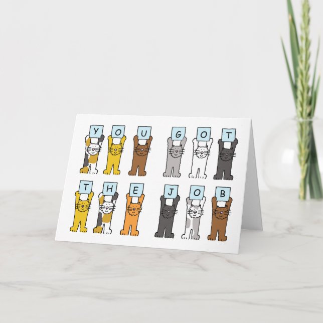 Carte Nouveau job Félicitations Cartoon Cats (Devant)