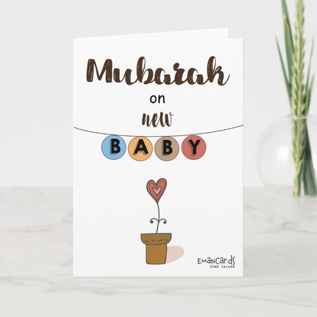 Carte Nouveau-né - Bébé plante mignon (Devant)