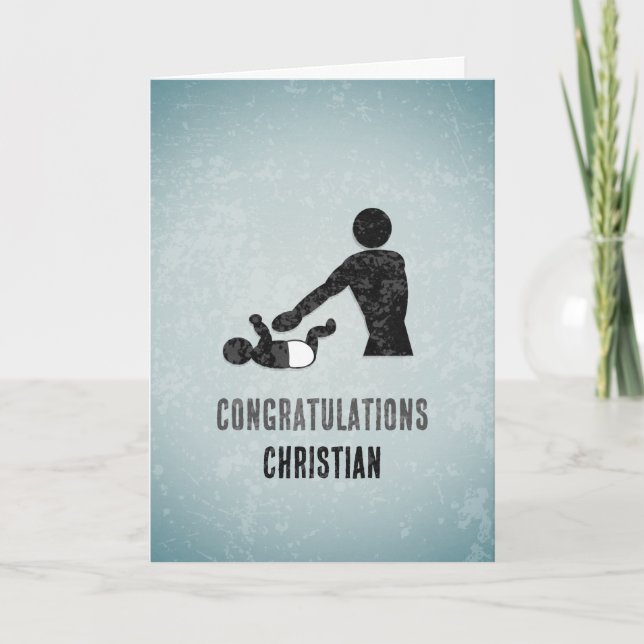 Carte Nouveau papa drôle - Changement de bébé Paternité  (Devant)