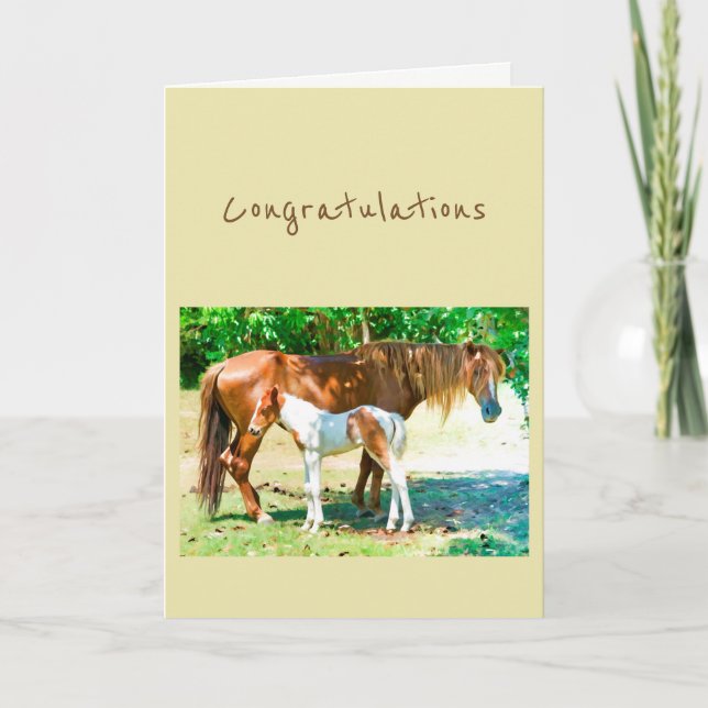 Carte Nouveau poulain de cheval de bébé d'addition de (Devant)