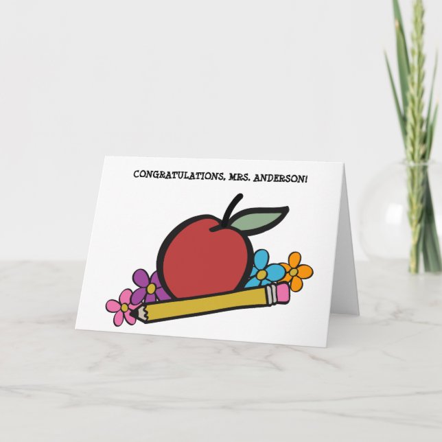 Carte Nouveau Professeur Enseignement Félicitations au t (Devant)