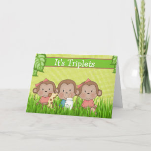Carte Nouveau Triolet Bébé Deux Filles Un Garçon Mignonn
