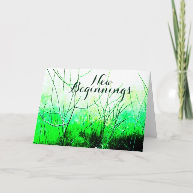 Carte "Nouveaux débuts" Nuances de design floral vert (Devant)