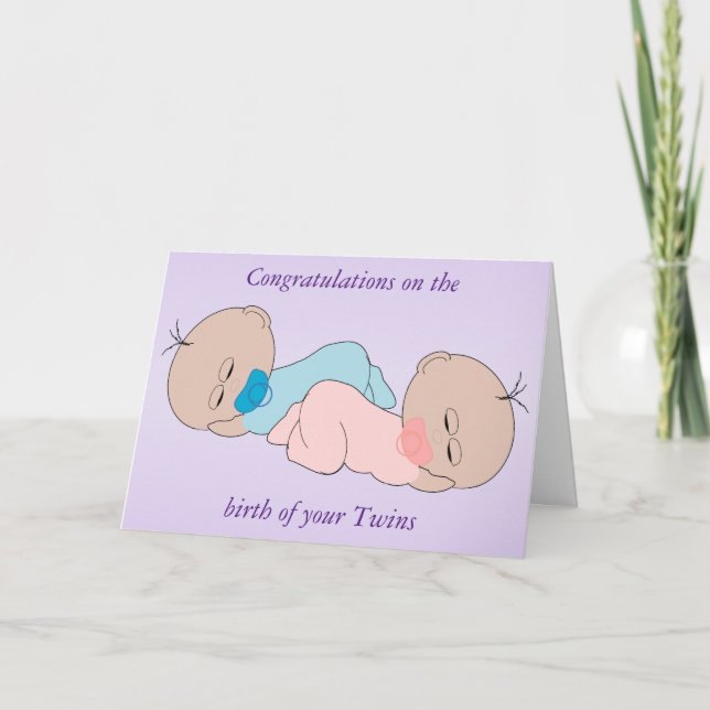 Carte Nouveaux jumeaux nés Personnalisé (Devant)