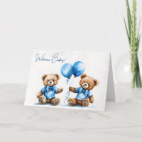 Nouveaux Nounours Twin Boy Avec Ballons Bleus