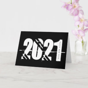 Carte Nouvel An 2021 Noir et blanc Simple