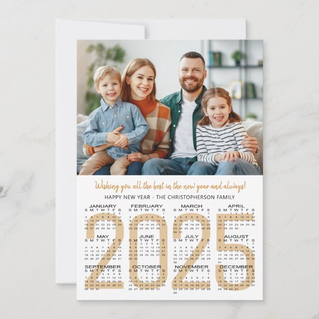 Carte Nouvel An 2025 Calendrier Une photo (Devant)