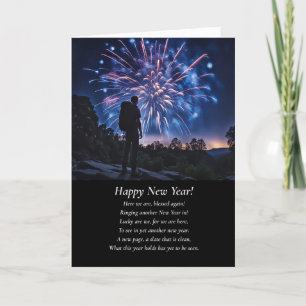 Carte Nouvel An avec Backpacker et Fireworks Inspirer