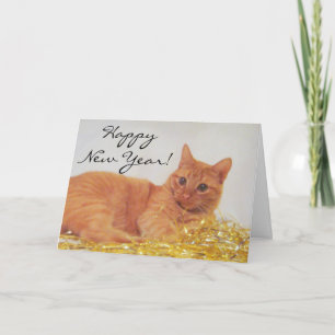 Carte Nouvel An Chat Étincelant