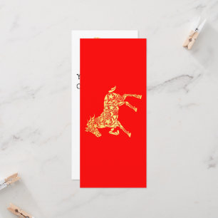 Carte Nouvel An chinois 2026 Lunar Gold HORSE 中 国 传 统 新