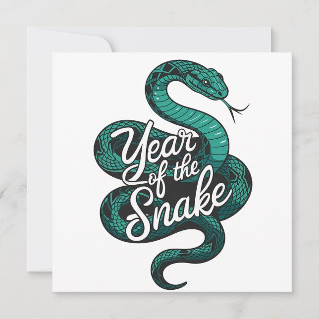 Carte Nouvel An chinois personnalisé du serpent Blanc Tu (Devant)