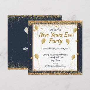 Carte Nouvel An Eve Party Gold