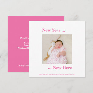 Carte Nouvel An Ici Photo Bébé Fille Naissance Rose