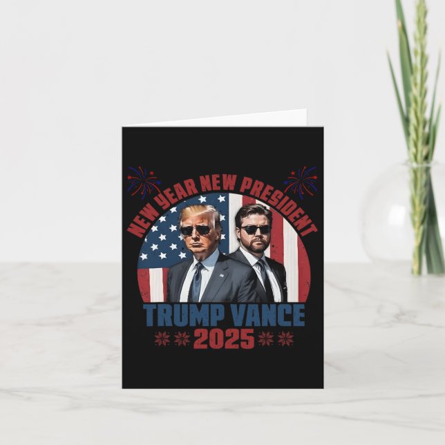Carte Nouvel An Le nouveau président Trump Vance Préside (Devant)
