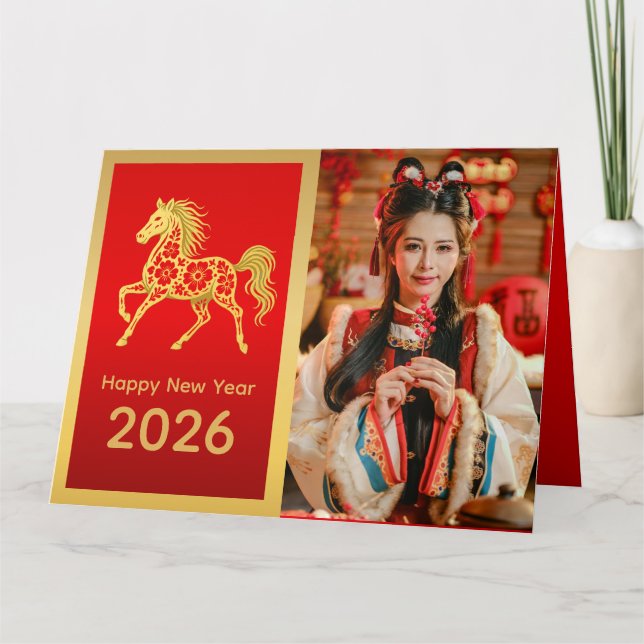 Carte Nouvel An lunaire chinois - Année du Cheval 2026 (Devant)