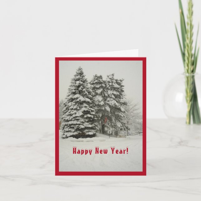 Carte Nouvel An Pays des merveilles de la neige en hiver (Devant)