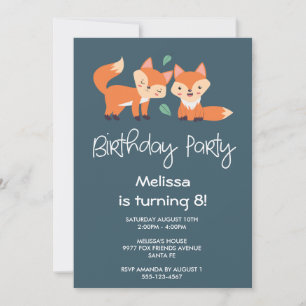 Carte Nouvel anniversaire du mignon renard orange