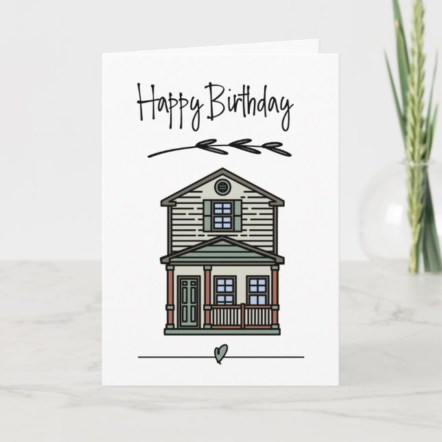 Carte Nouvel Anniversaire heureux du client à domicile (Devant)
