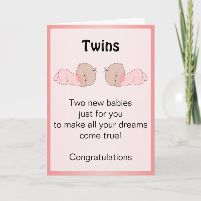 Carte Nouvel enfant né jumeaux (Devant)