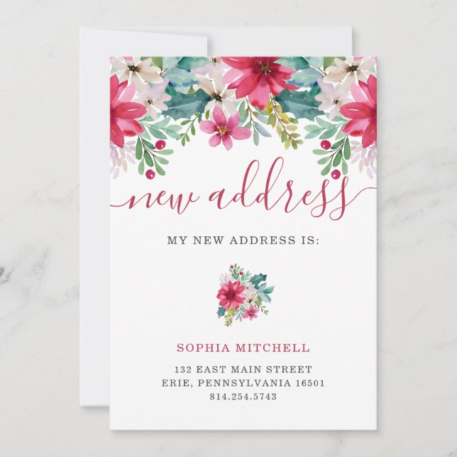 Carte Nouvelle adresse | Floral Holiday Moving Faire-par (Devant)