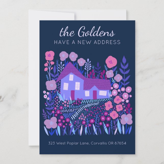 Carte Nouvelle adresse résidentielle Déplacement Fleurs  (Devant)