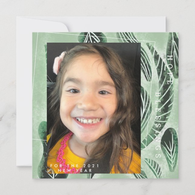 Carte Nouvelle année 2021 Plante botanique dessinée à la (Devant)