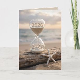Carte Nouvelle Année 2027 Sablier de Plage