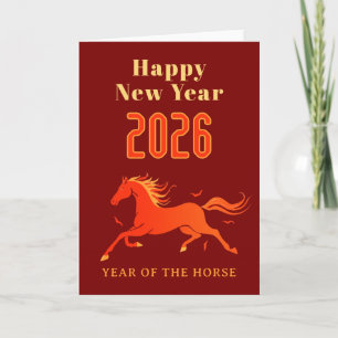 Carte Nouvelle année du cheval chinois moderne 2026 