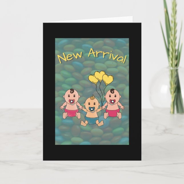 Carte Nouvelle arrivée - pour triplet 2 filles et un gar (Devant)