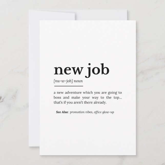 Carte Nouvelle définition d'emploi - Drôle Motivationnel (Devant)