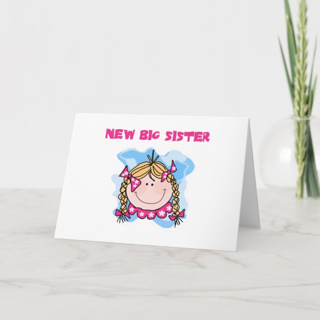 Carte Nouvelle grande soeur de fille blonde (Devant)