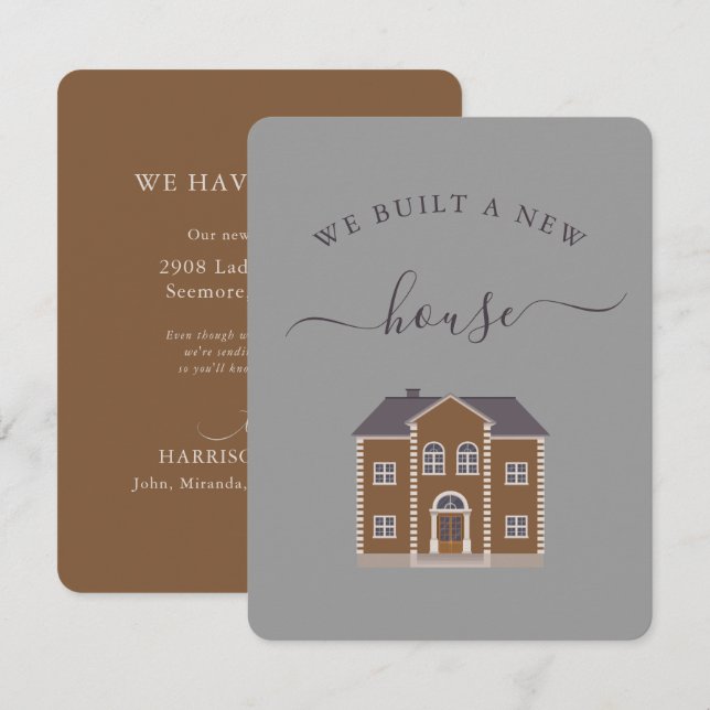 Carte Nouvelle Maison Brown Nous Avons Déplacé Faire-par (Devant / Derrière)