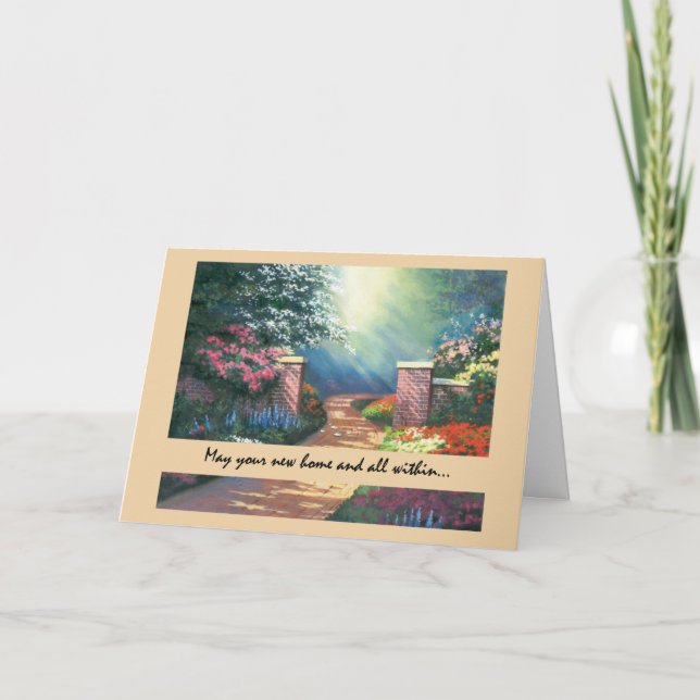 Carte Nouvelle maison Félicitations avec Jardin coloré (Devant)