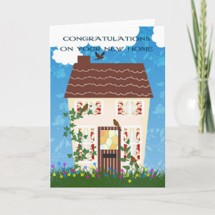 Carte Nouvelle Maison Félicitations Avec Une Maison Et F