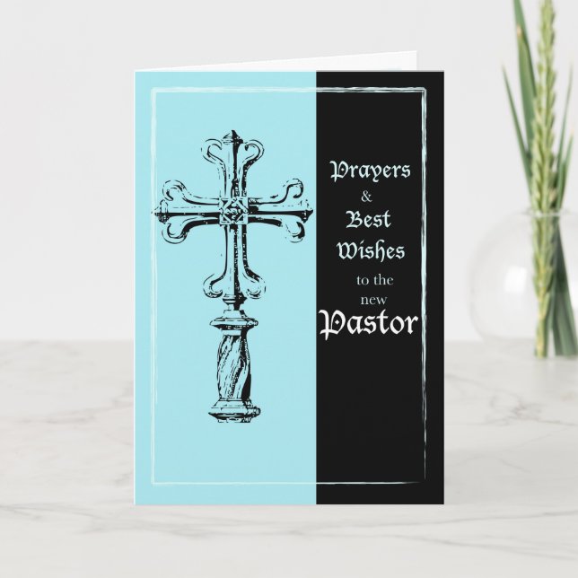 Carte Nouvelle Ordination Pasteur Félicitations Croix su (Devant)