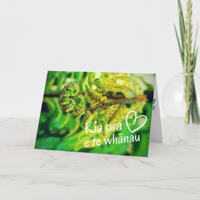 Carte Nouvelle-Zélande Kiwi Green Fern Kia Ora Māori (Devant)